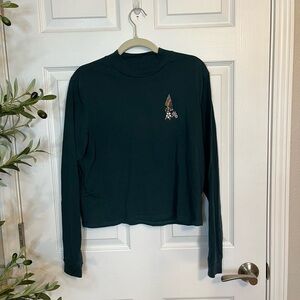 Embroidered Dark Green Long Sleeve Top